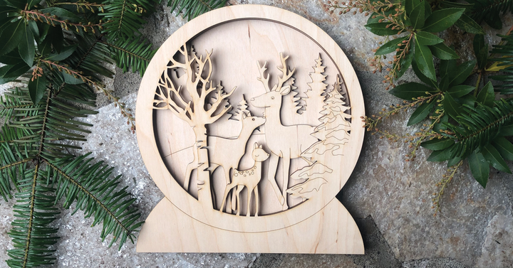 3D Deer Family Wood Only image 1
