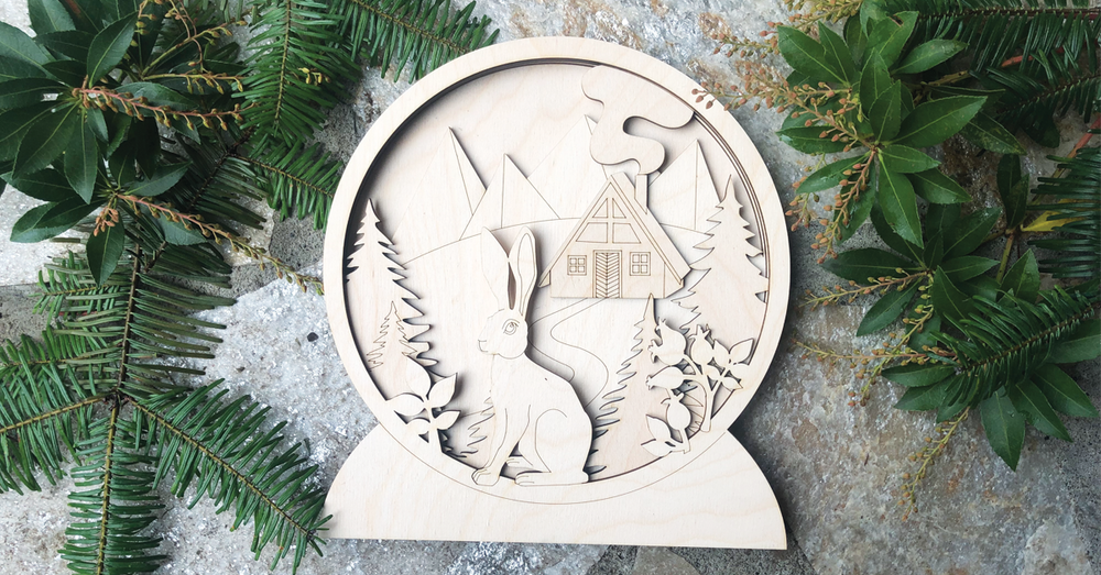 3D Winter Rabbit Wood Only image 1