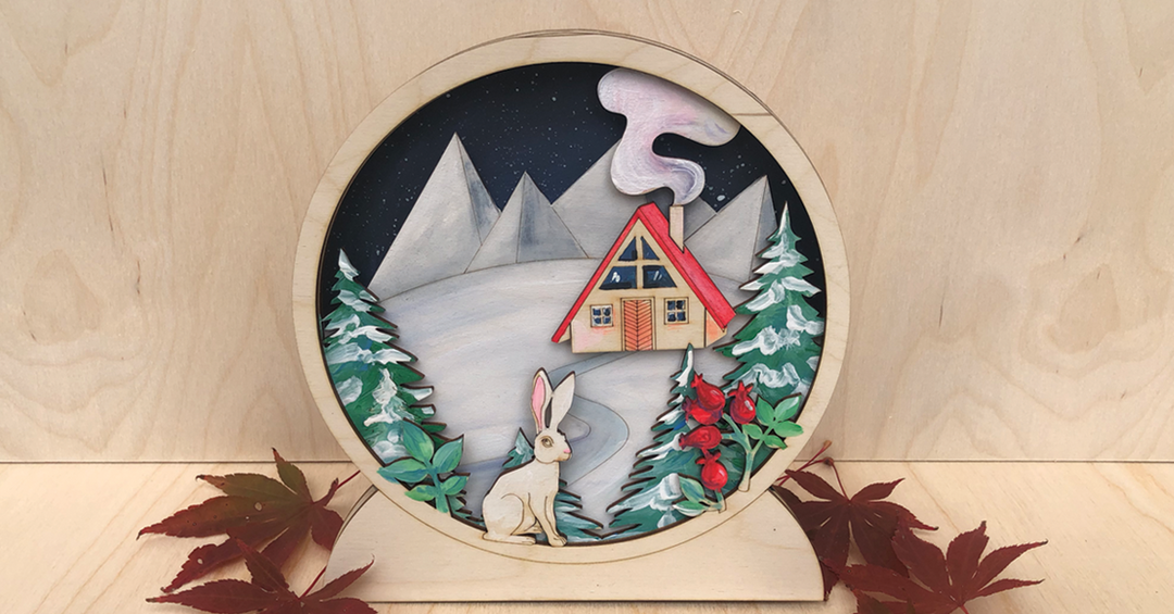 3D Winter Rabbit Wood Only image 0