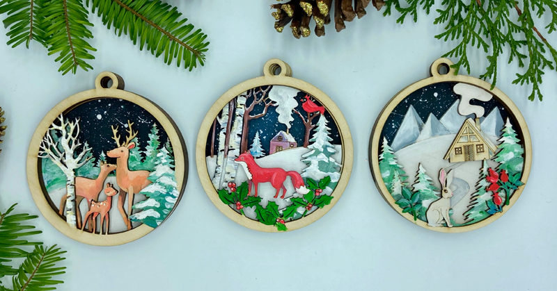 3D Ornaments Wood Only image 1