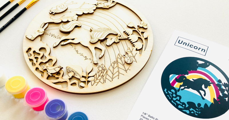 Unicorn Rainbow Wood Only image 1