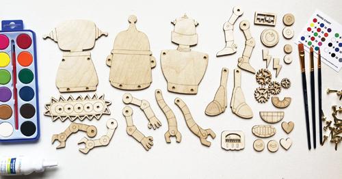 Mix &amp; Match Robots Wood Only image 1
